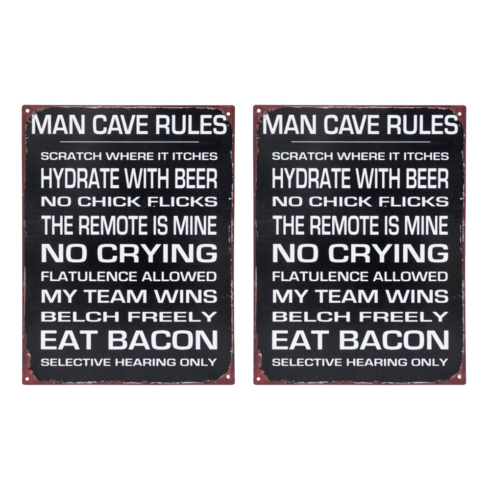 2PK LVD Iron Man Cave Rules Sign Home/Room Wall Decor 25x33cm