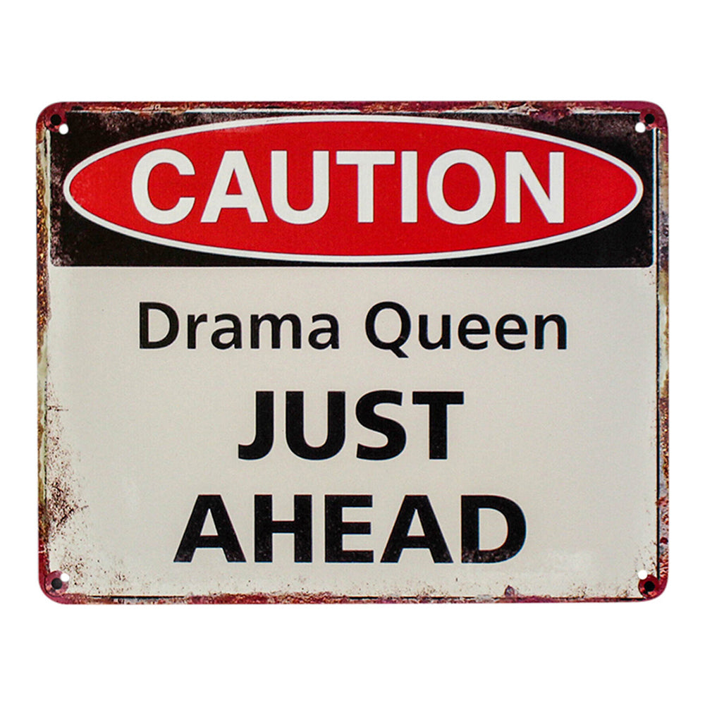 2PK LVD Metal 25cm Drama Queen Sign Home Decorative Plaque