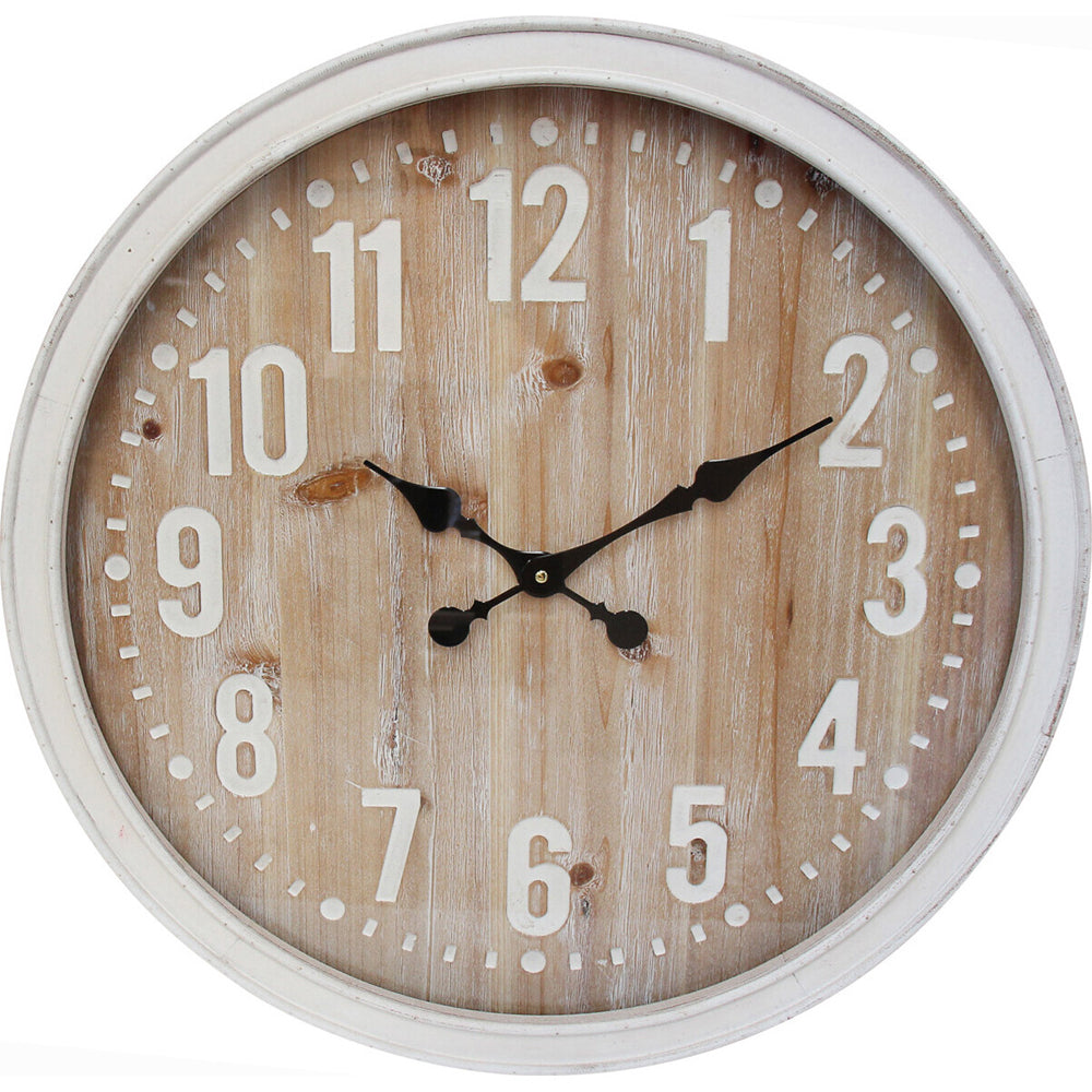 LVD Hamptons Framed Glass Hanging Wall Clock Analogue 60cm Round Decor
