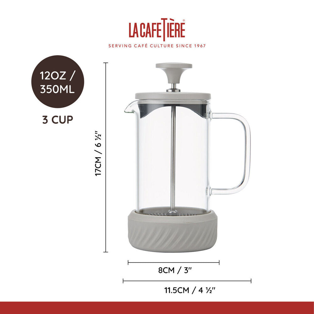 3pc La Cafetiere Zero 3-Cup No Mess French Press 350ml - Latte