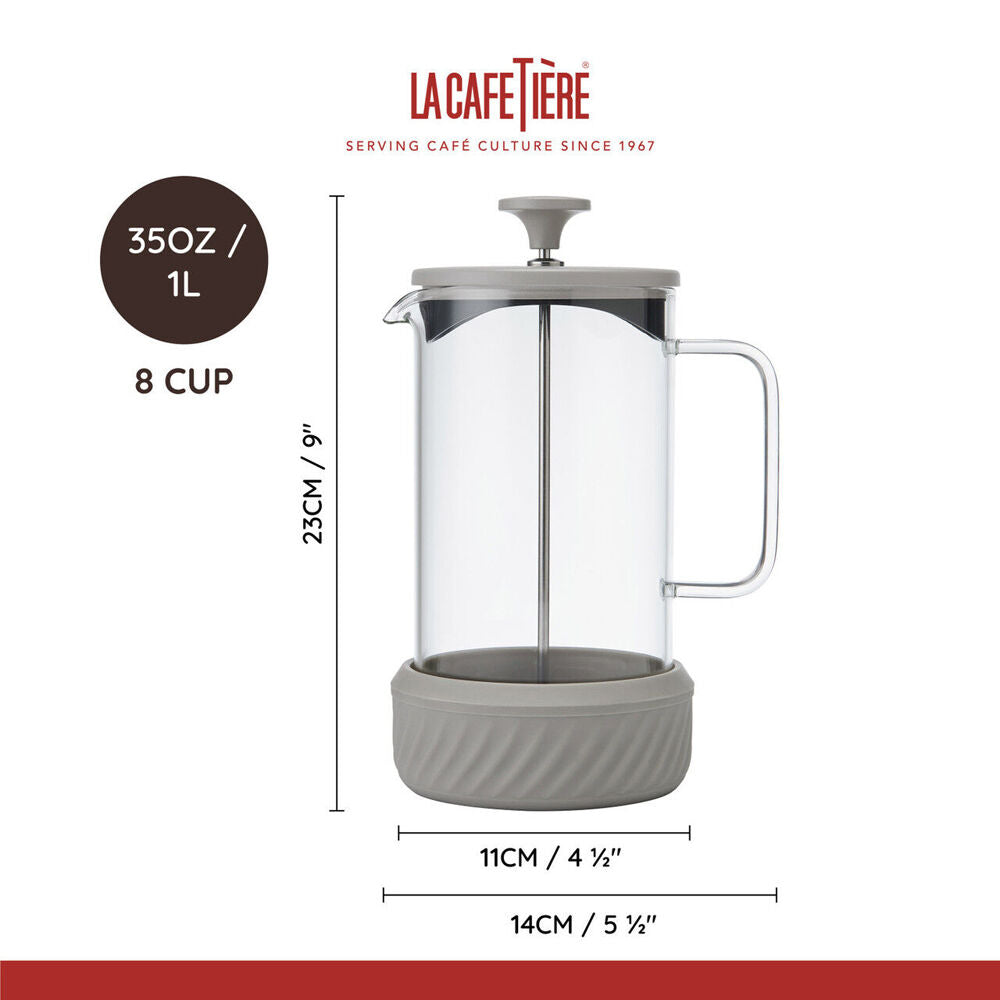 3pc La Cafetiere Zero 8-Cup No Mess French Press 1L - Latte