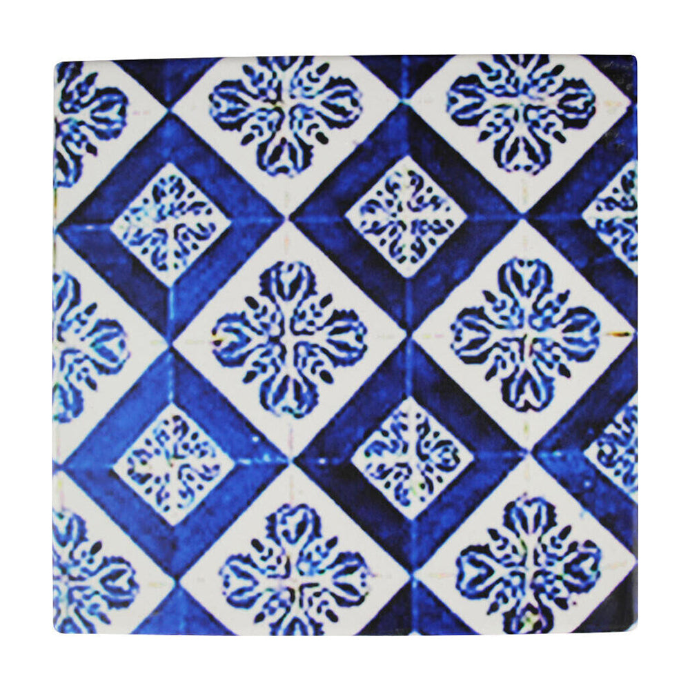 6PK LVD Ceramic/Cork Trivet Valencia Tile Home/Kitchen Decor 15cm Blue