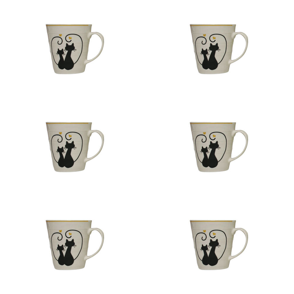 6PK LVD Ceramic Coffee Mug Cat Heart Home/Kitchen Drinkware 12cm Assorted