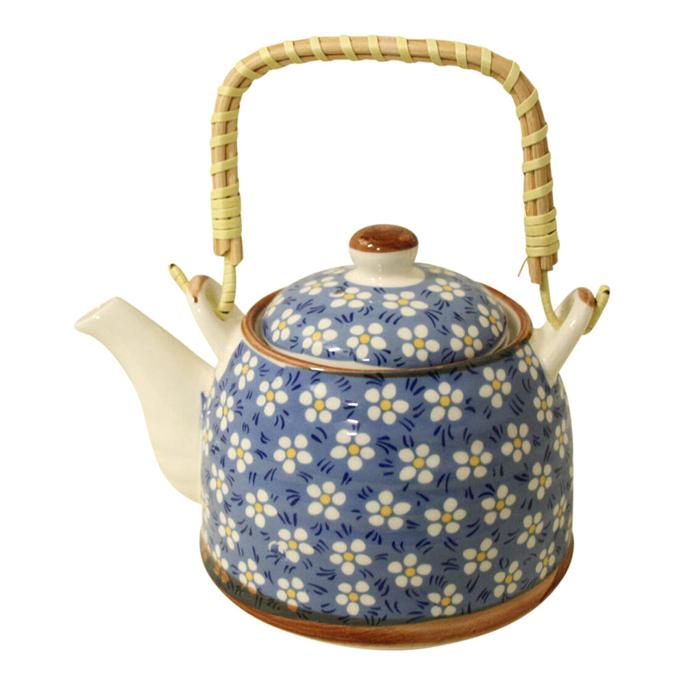 2PK LVD Daisy Ceramic 16cm Teapot Small Decorative Brewing Tea Pot - Blue