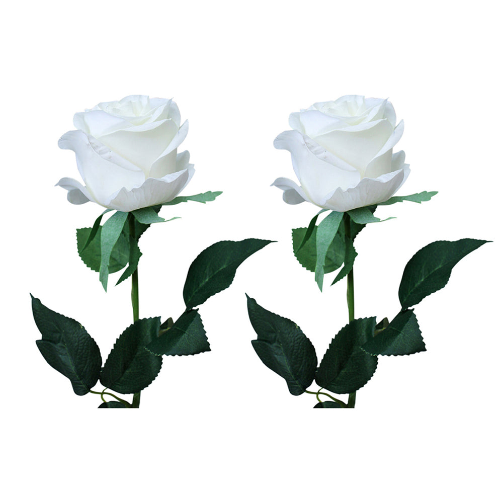 2PK LVD Plastic Long 73cm Stem Rose Artificial Flower Decor - White