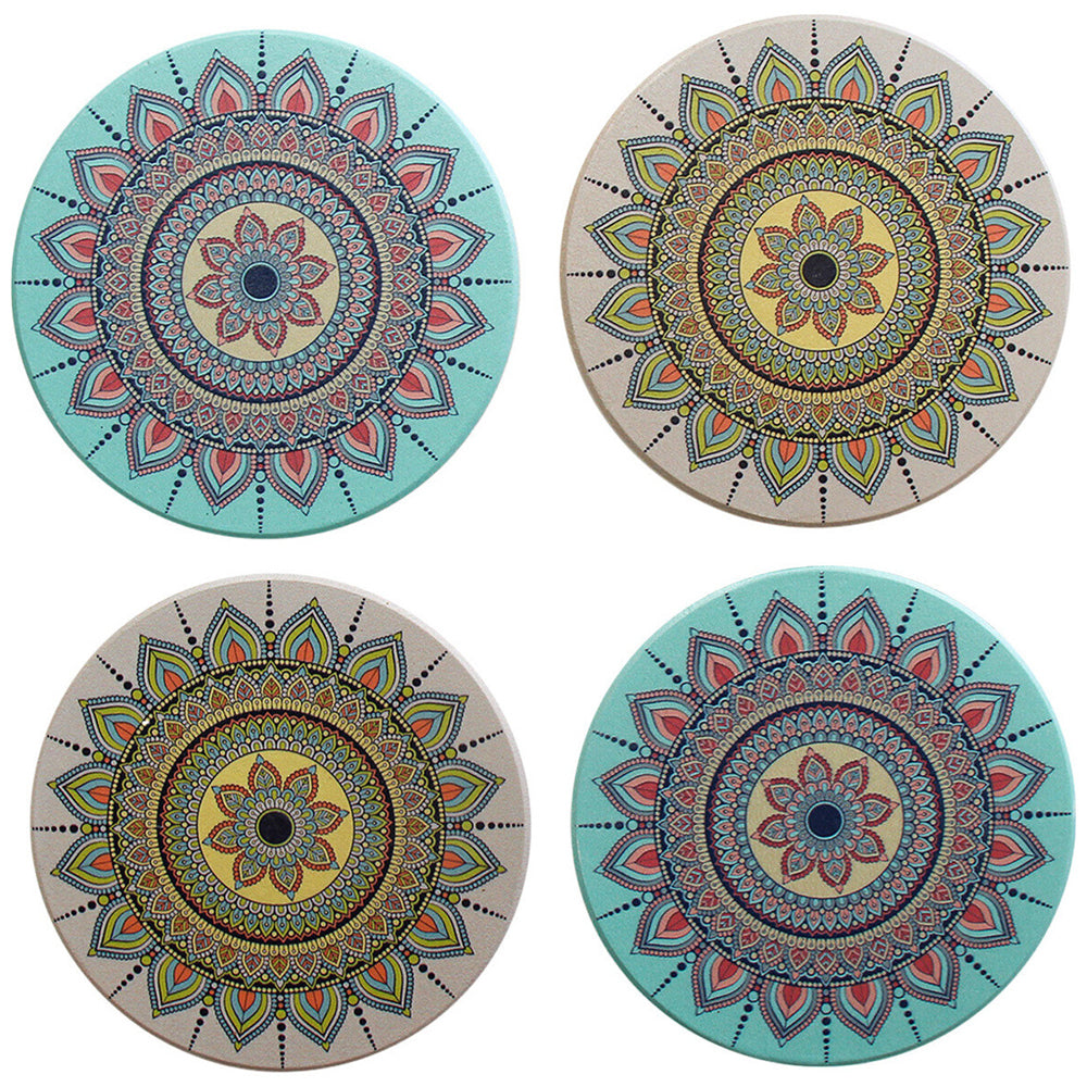 2x 4pc LVD Ceramic Coasters Pastel Mandala Home/Kitchen Decor 9cm Round