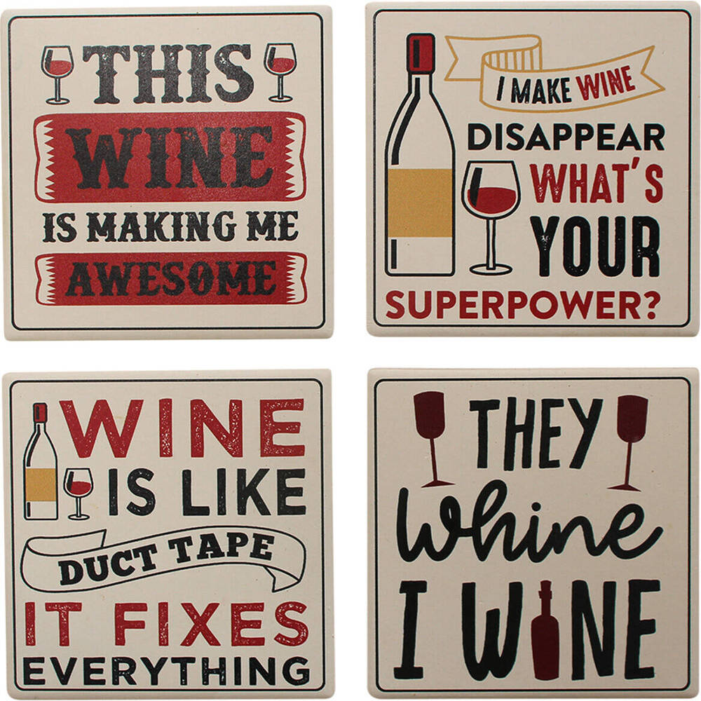 8pc LVD Ceramic Coasters Table Protector Square 9x9cm - Wine