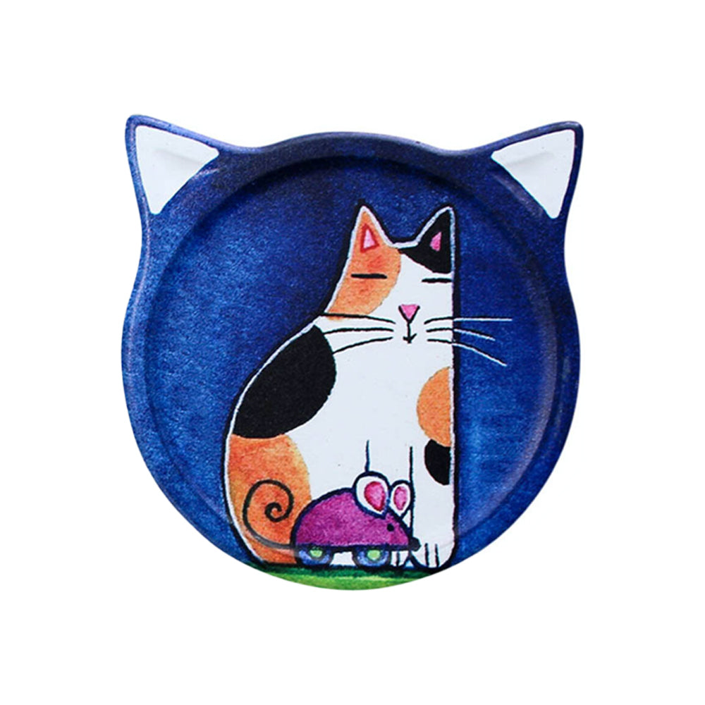 2PK LVD Ceramic Coasters Cat Paintings Home/Kitchen Decor 10.5cm Round Assorted