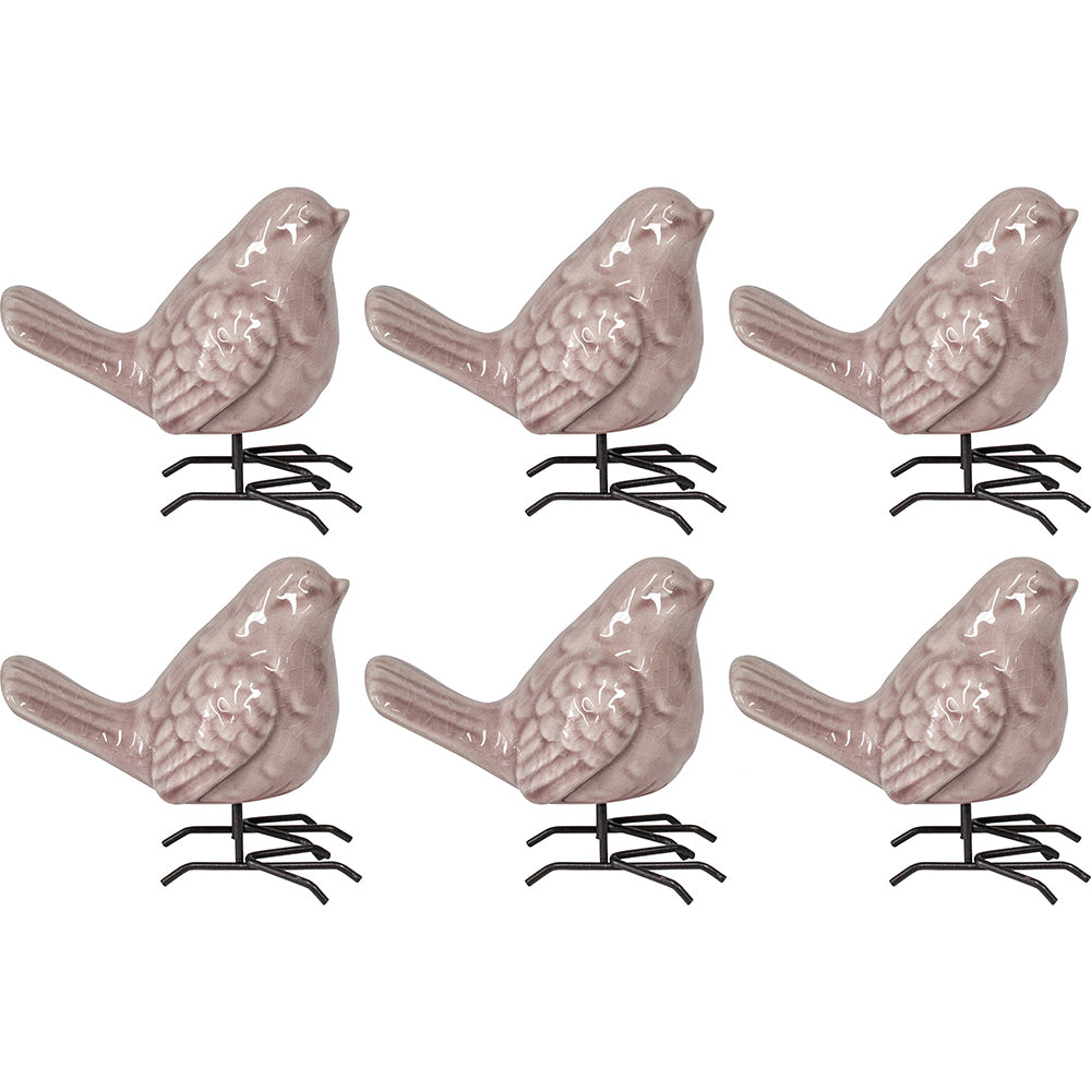 6PK LVD Bird Blush 2 Decorative Sculpture Home/Lounge Decor