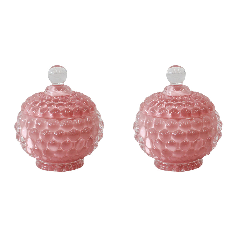 2PK LVD Bubble Tango 11cm Trinket Glass Jar Jewellery Storage - Pink