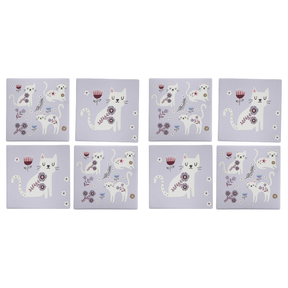 2x 4pc LVD Porcelain Coasters Pretty In Purple Home/Kitchen Decor 10cm Square