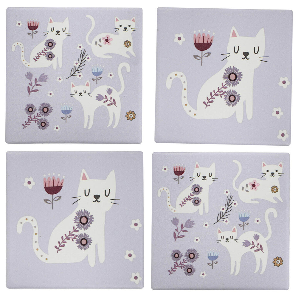 2x 4pc LVD Porcelain Coasters Pretty In Purple Home/Kitchen Decor 10cm Square