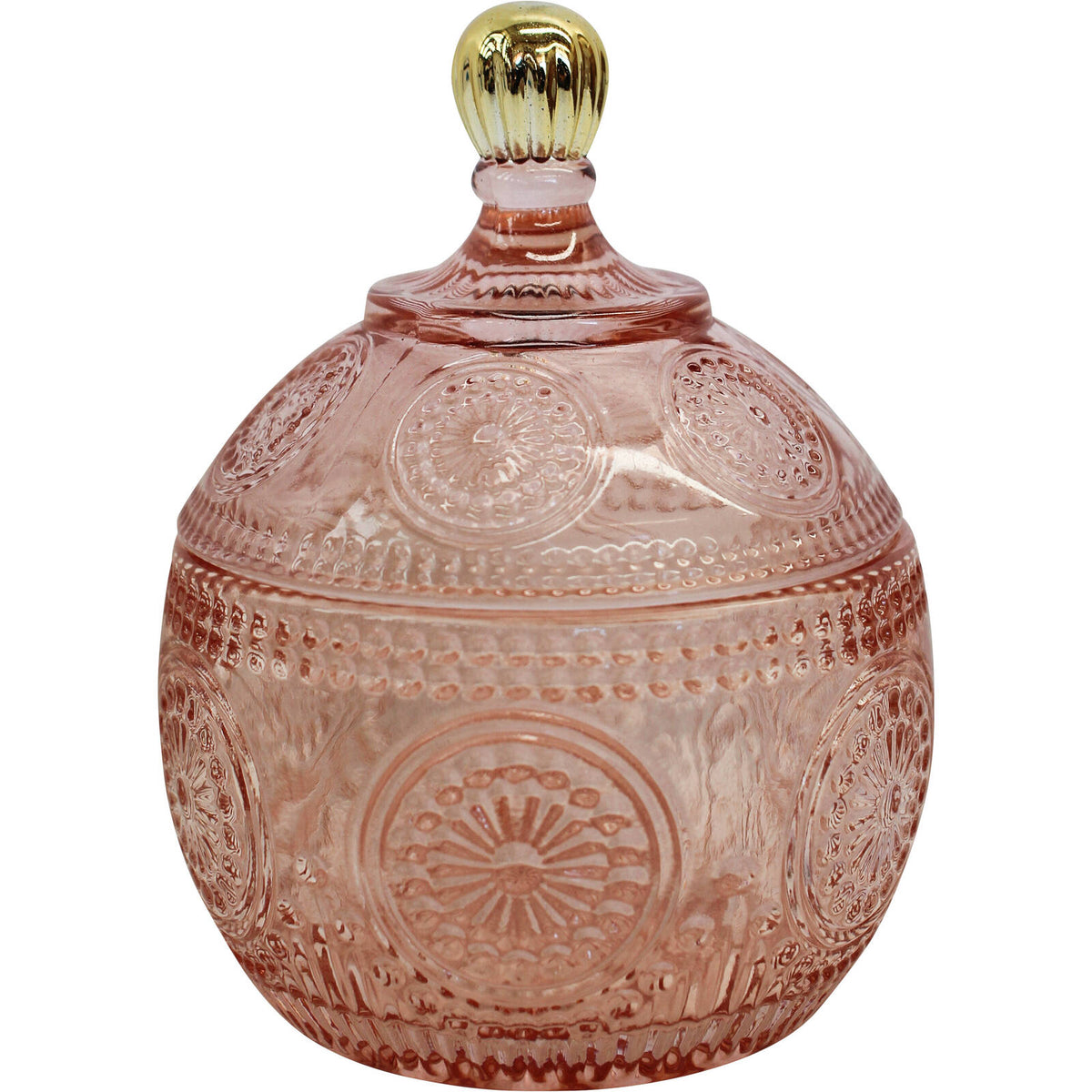 2PK LVD Glass Trinket Box Storage Decor Round 12.5cm - Motif Oasis