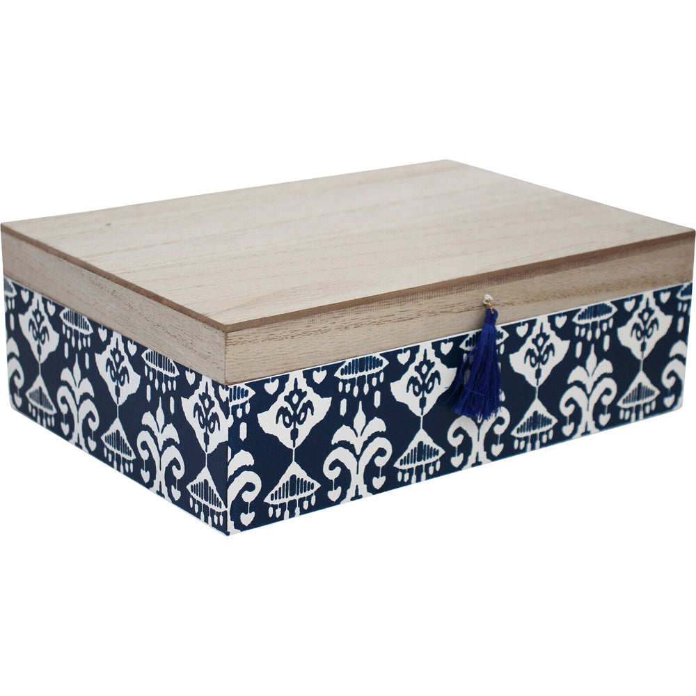 LVD MDF 25cm Jewellery Box Accessory Organiser Rectangle - Blue
