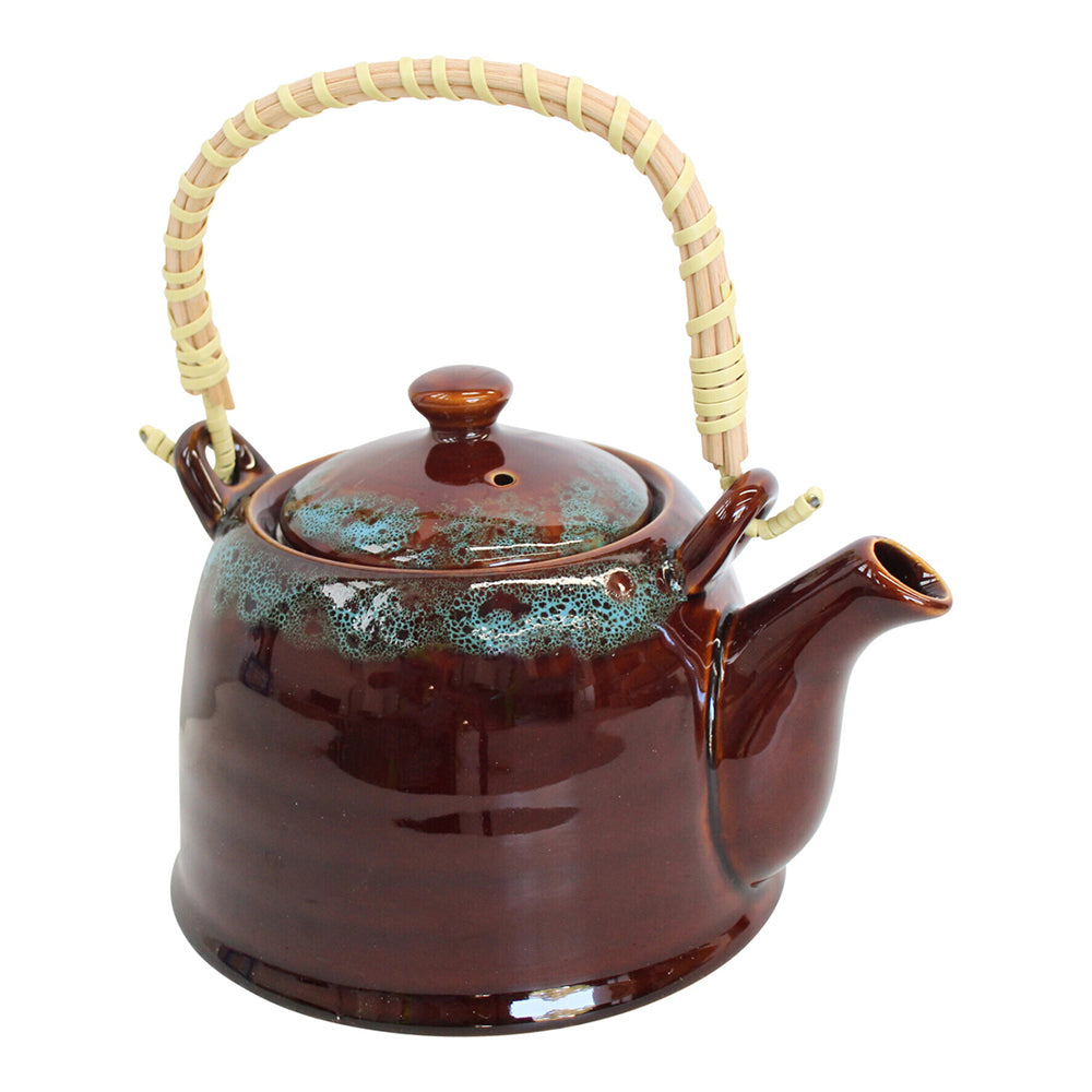 2PK LVD Country 19cm Ceramic Teapot Decorative Brewing Tea Pot w/ Handle Brown
