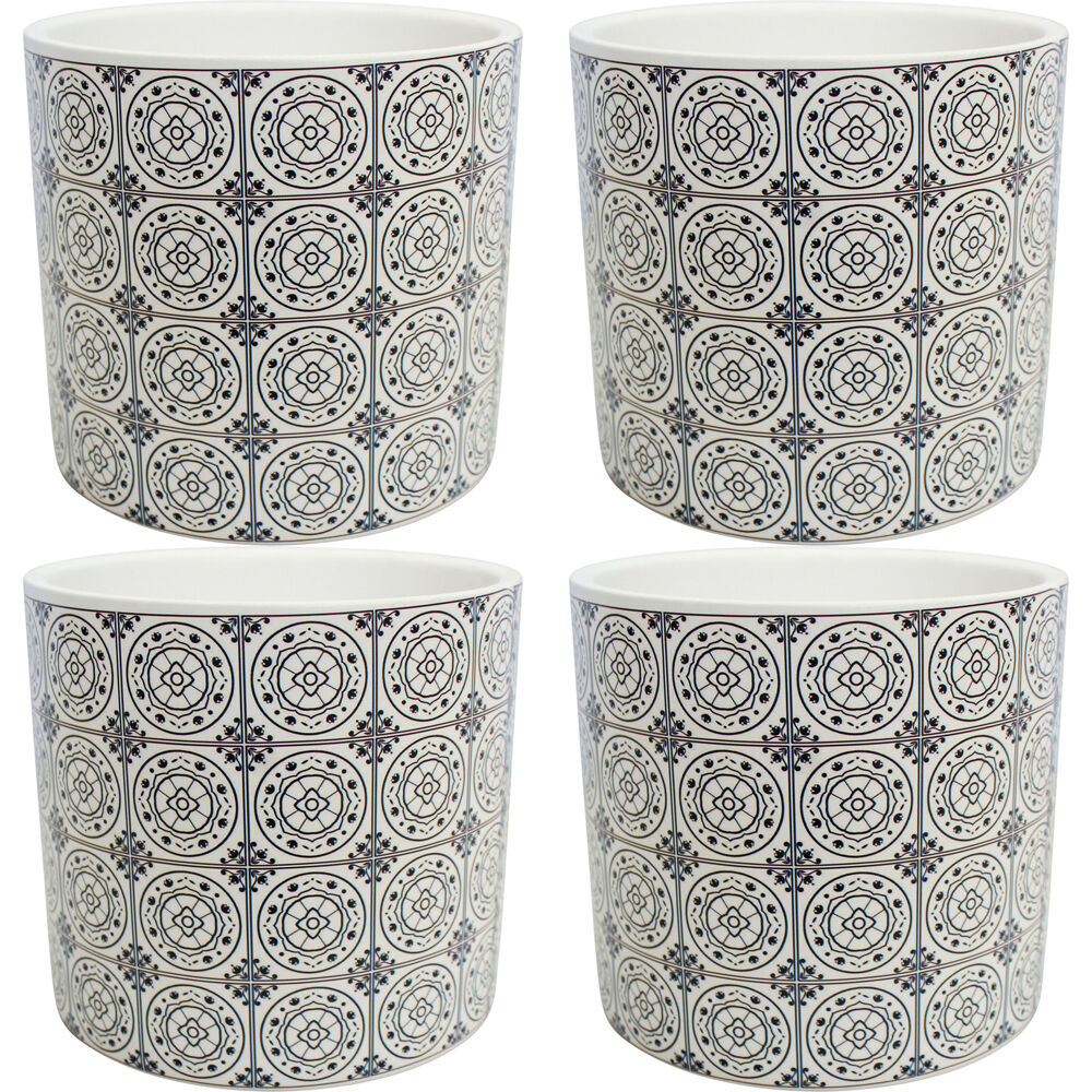4PK LVD Ceramic Outdoor Decorative Planter Pot Arete 13x12cm Multicoloured