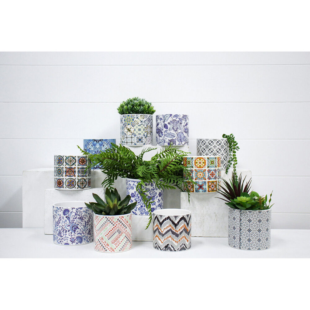 4PK LVD Ceramic Outdoor Decorative Planter Pot Arete 13x12cm Multicoloured