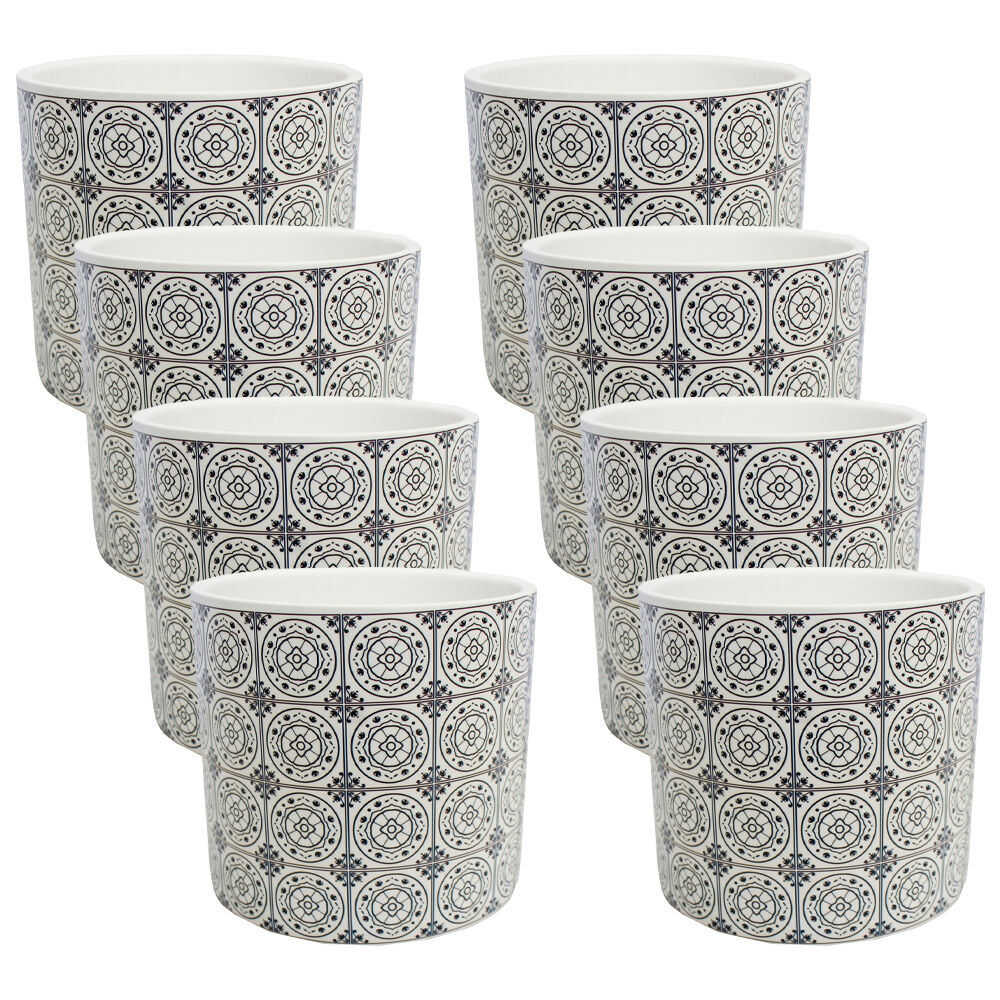 8PK LVD Ceramic Outdoor Decorative Planter Pot Arete 13x12cm Multicoloured