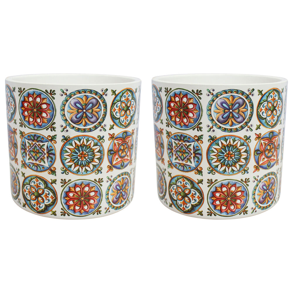 2PK LVD Ceramic Outdoor Decorative Planter Pot Amira 13x12cm Multicoloured