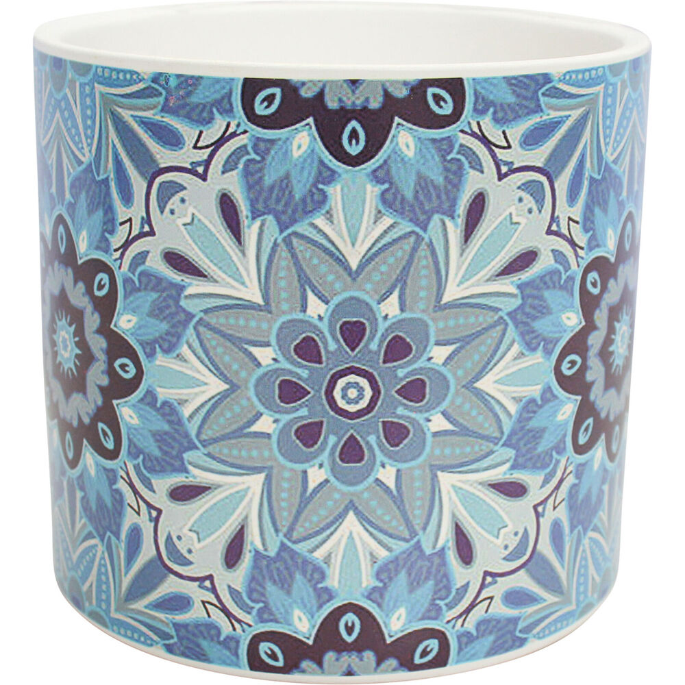 LVD Ceramic Decorative Indoor Planter Pot Mykonos 13x12cm Blue/White