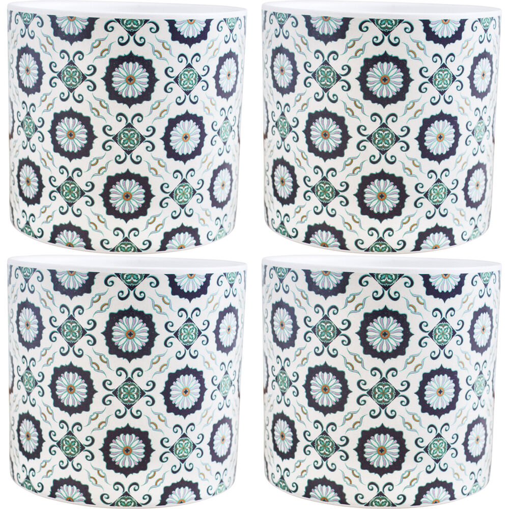 4PK LVD Ceramic Outdoor Decorative Planter Pot Corfu 12.5x12cm Multicoloured
