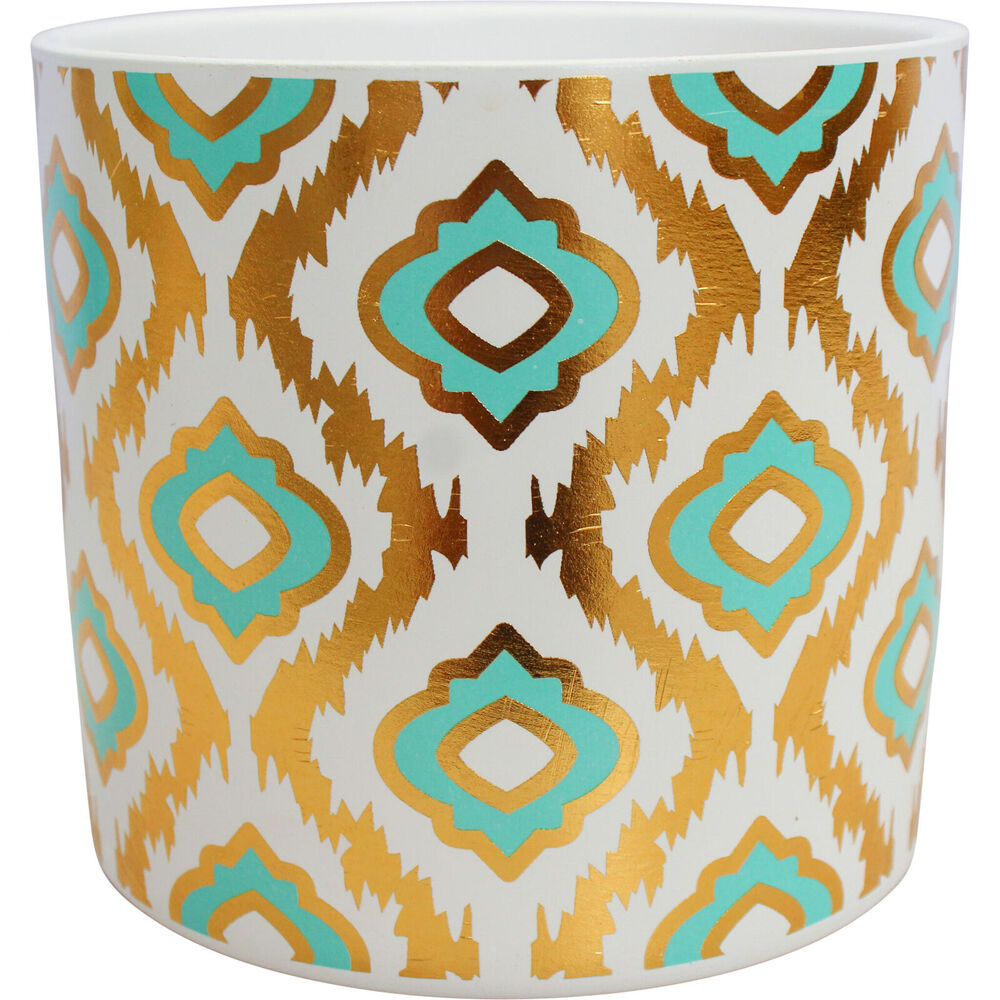 LVD Ceramic Decorative Indoor Planter Pot Taya 13x12cm Teal Blue/Gold