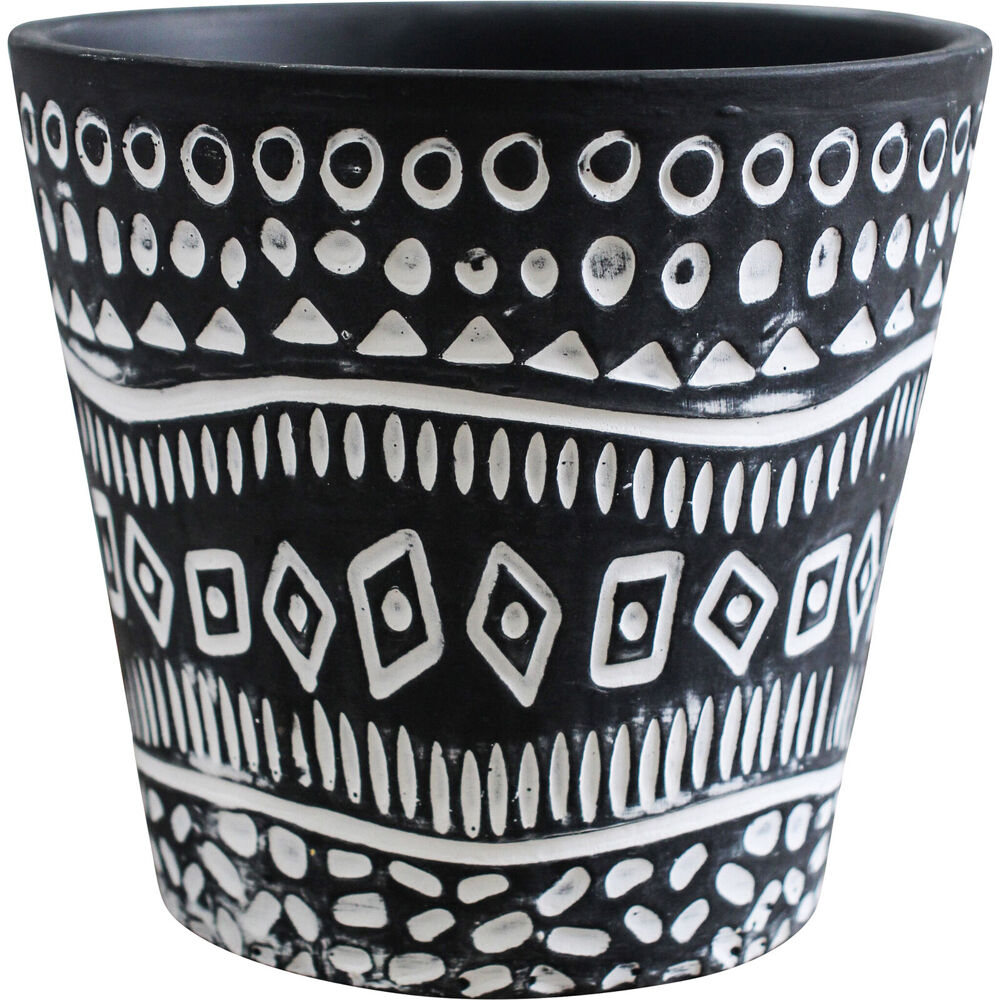 LVD Ceramic Decorative Planter Pot Tribal Print 13x12cm Black/White