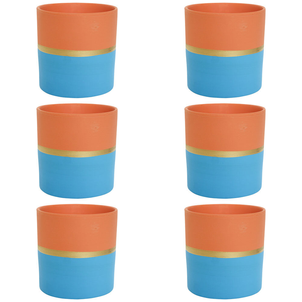 6PK LVD Terracotta Ceramic Pot Home/Garden Decor Round 11.5cm Nat/Navy