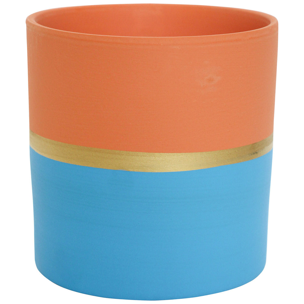 6PK LVD Terracotta Ceramic Pot Home/Garden Decor Round 11.5cm Nat/Navy