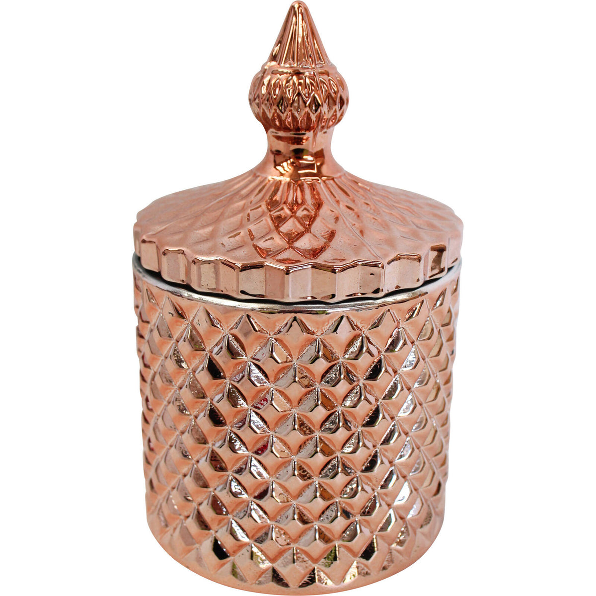 2PK LVD Glass Cruz Trinket Box Storage Decor Round 14.5cm - Rose Gold