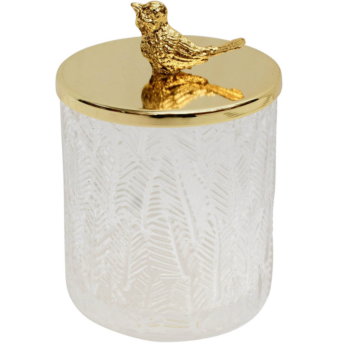 2PK LVD Glass Trinket Box Storage Decor Round 13cm - Bird Clear