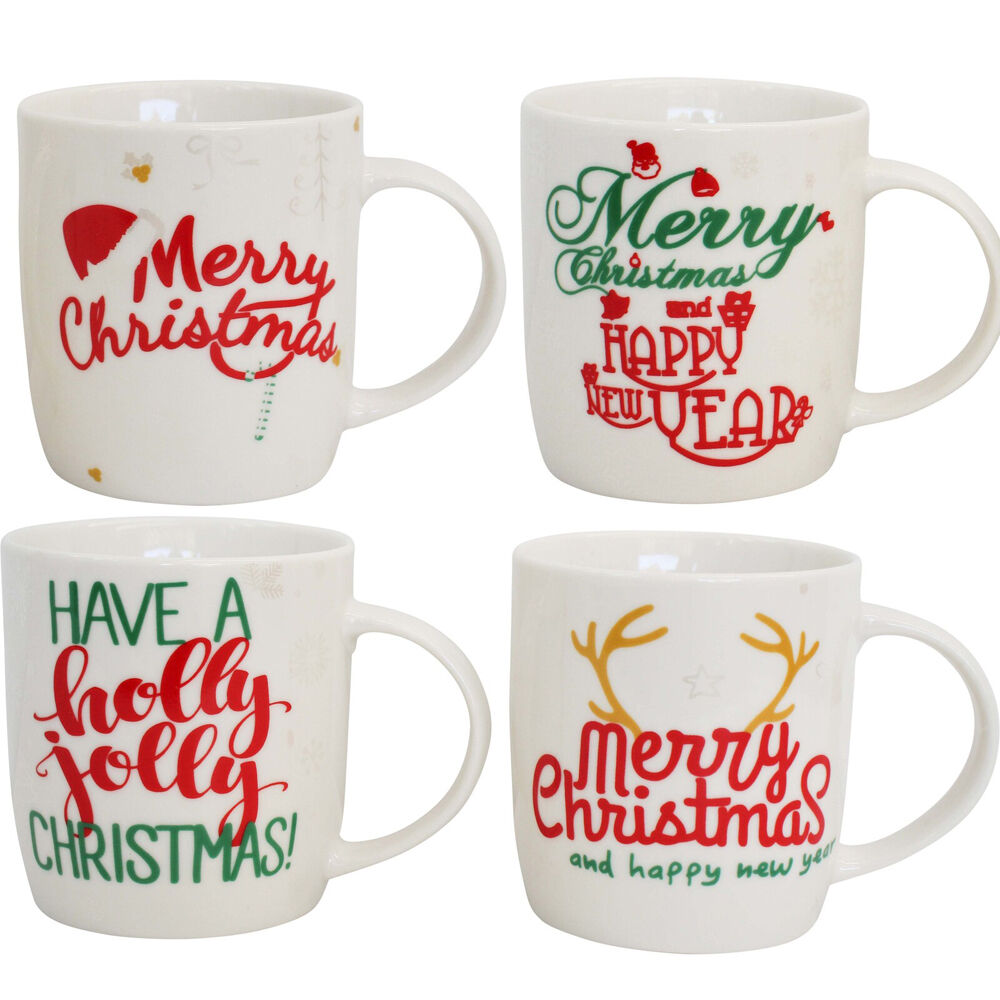 4PK LVD 12x9cm Christmas Mug Coffee Cup Assorted