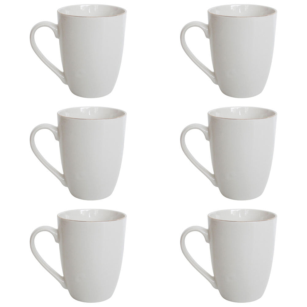 6PK LVD Ceramic Coffee Mug Classic Home/Kitchen Drinkware 11.5cm White/Gold