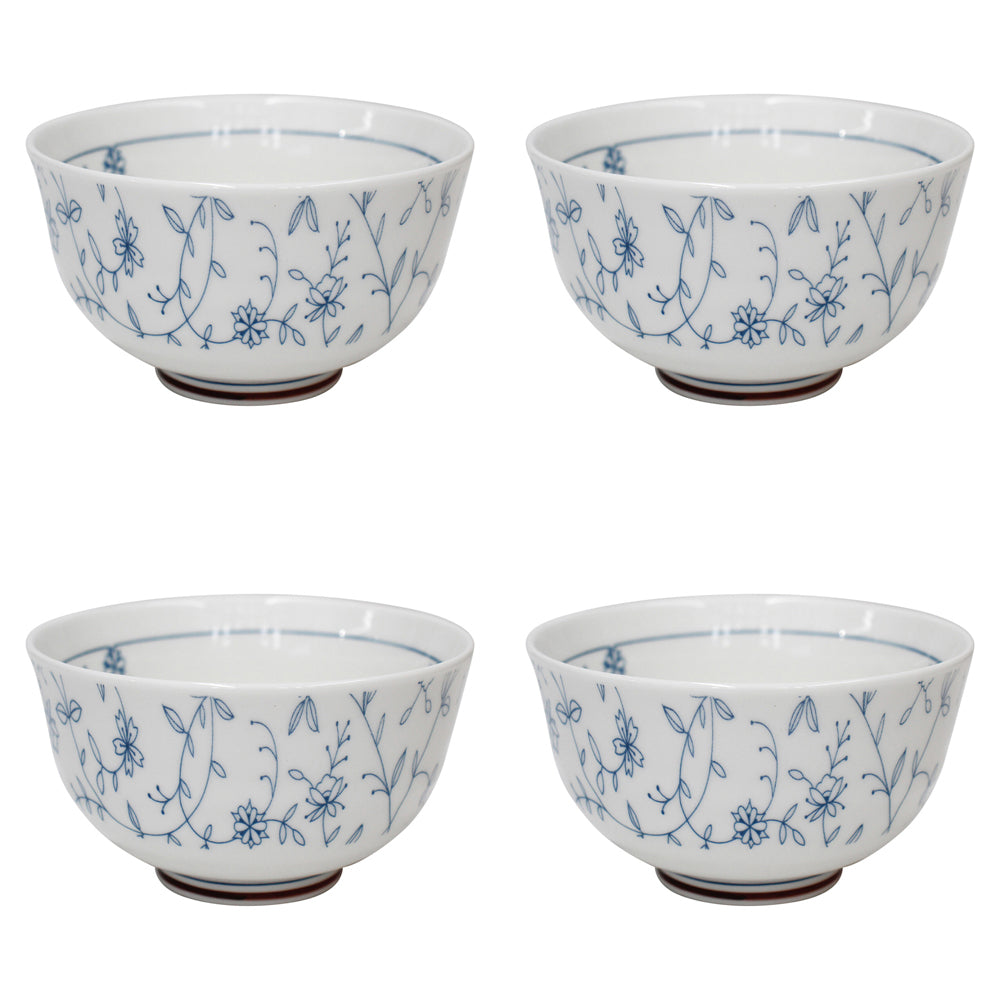 4PK LVD Ceramic 13.5cm Rice Bowl Vine Round Dinnerware Small - White