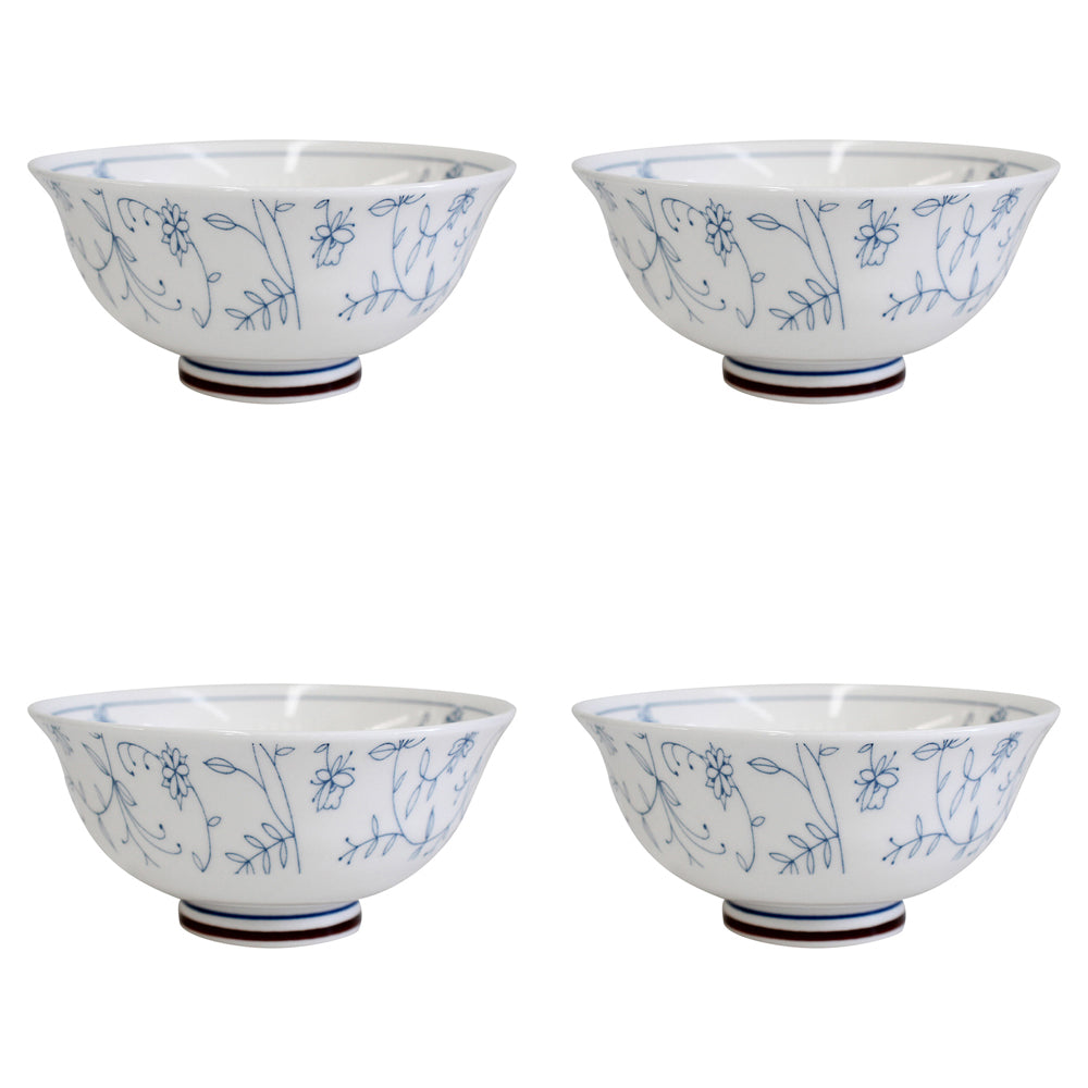 4PK LVD Ceramic 15cm Rice Bowl Vine Round Dinnerware Large - White