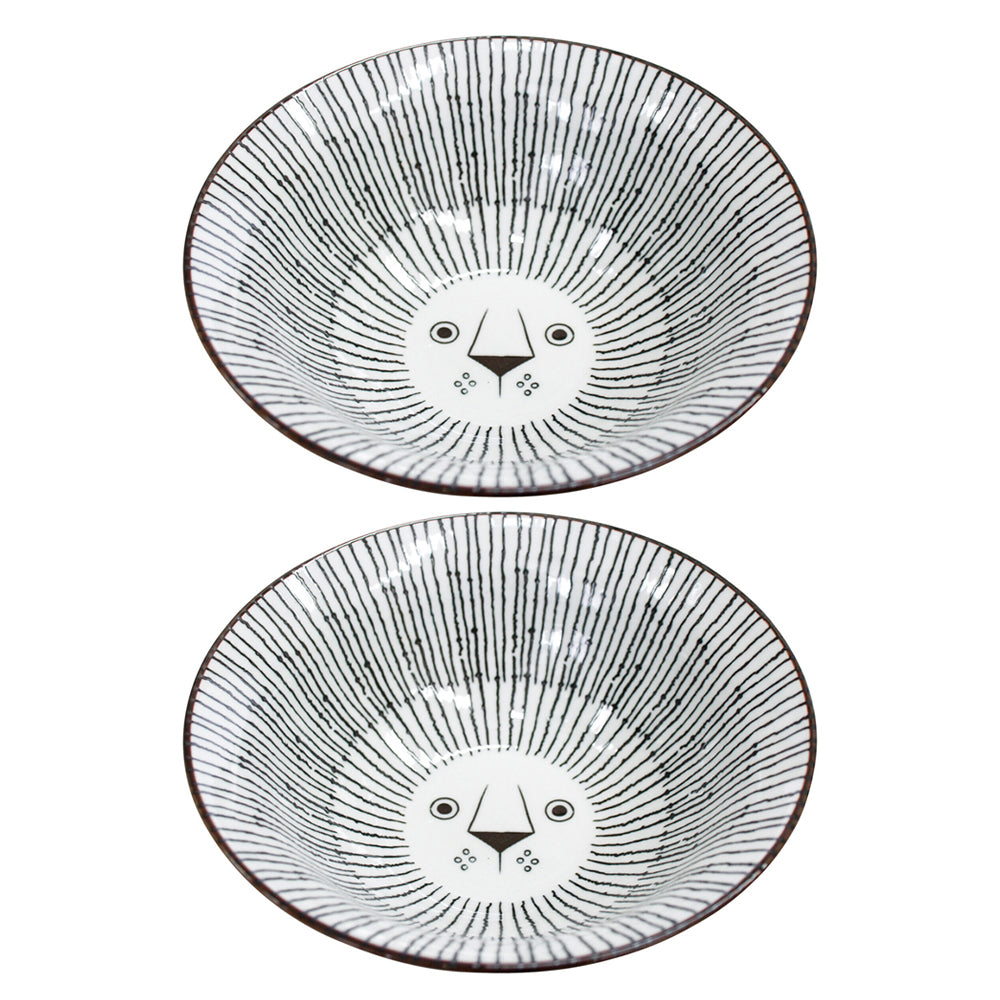 2PK LVD Ceramic 17.5cm Leo Lion Bowl Round Dinnerware Large - White