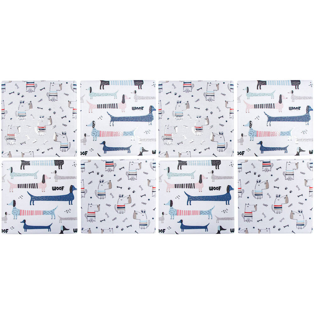 8pc LVD Ceramic Coasters Table Protector Square 9x9cm - Doggos