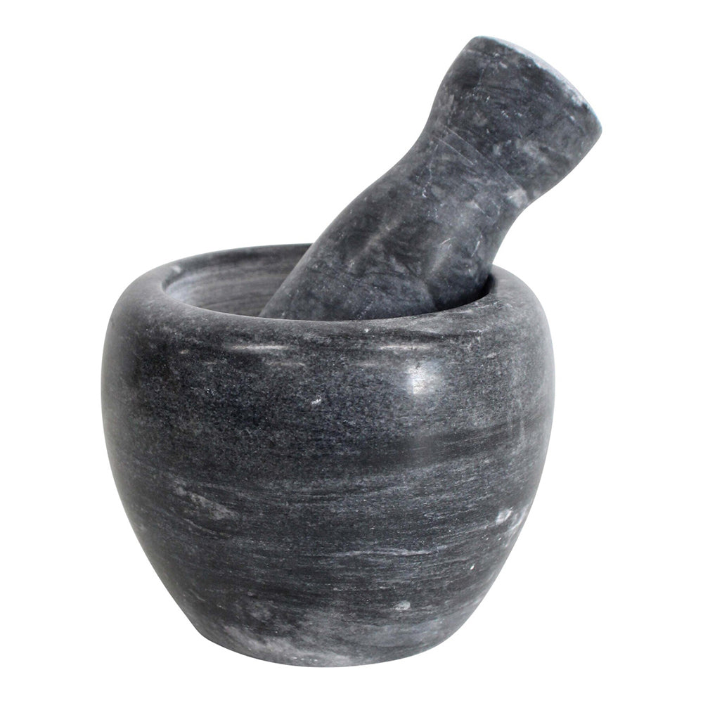 2PK LVD Marble 10.5cm Mortar & Pestle Spice Herb Pounder Black