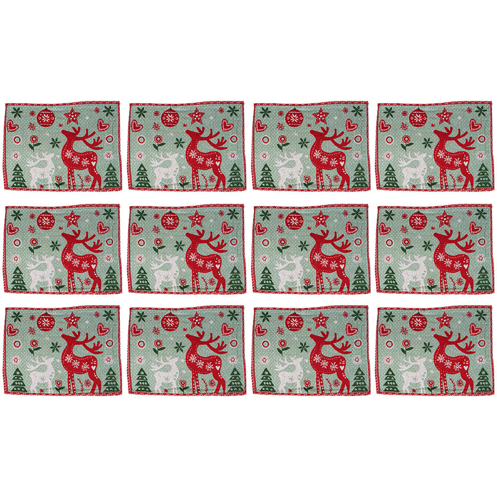 12PK LVD Placemat Festival Reindeer Decorative Tableware/Serveware