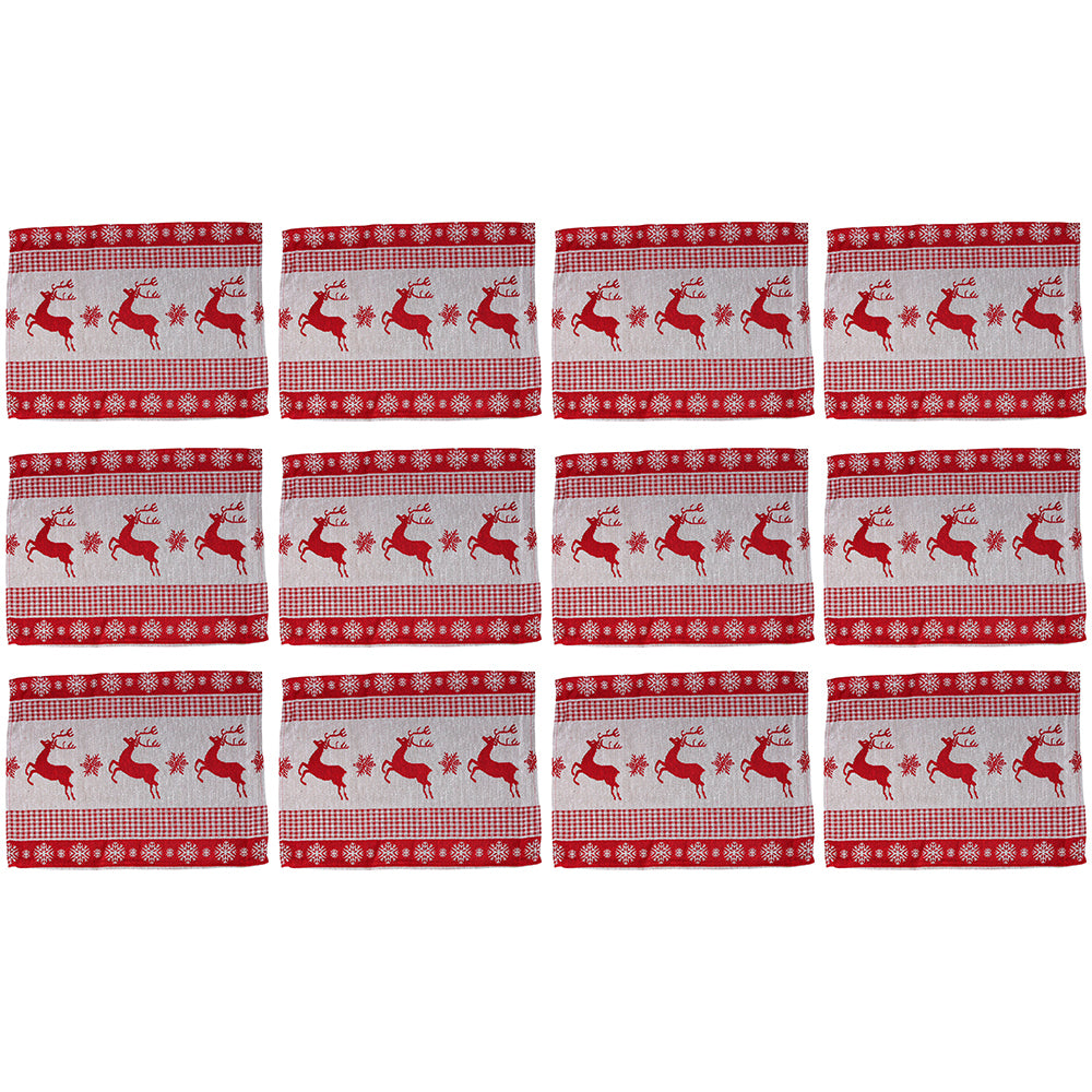 12PK LVD Placemat Prancing Reindeer Decorative Tableware/Serveware