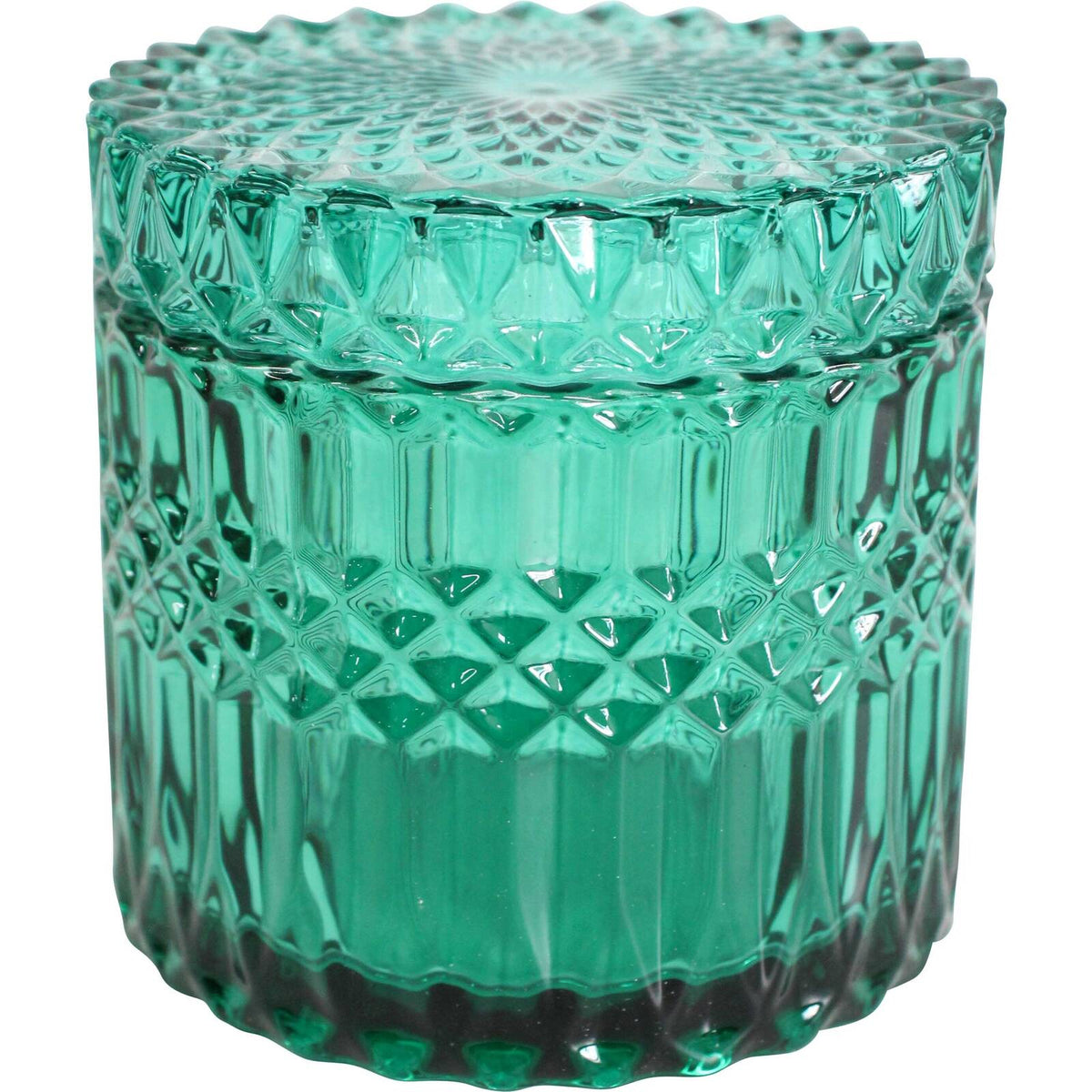 2PK LVD Glass Trinket Box Storage Decor Round Vers Large 10.5cm - Azure