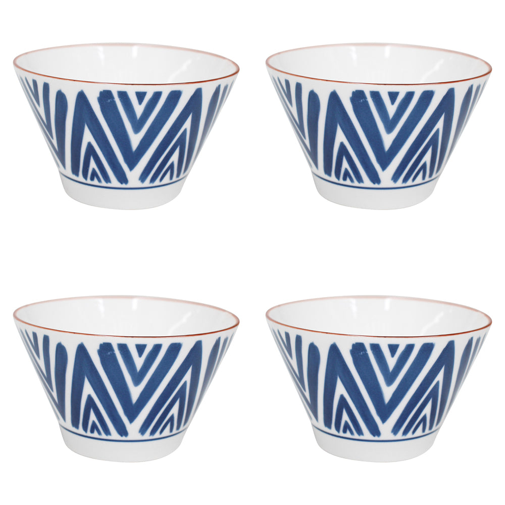 4PK LVD Ceramic 13cm Rice Bowl Moroc Round Dinnerware - White/Blue