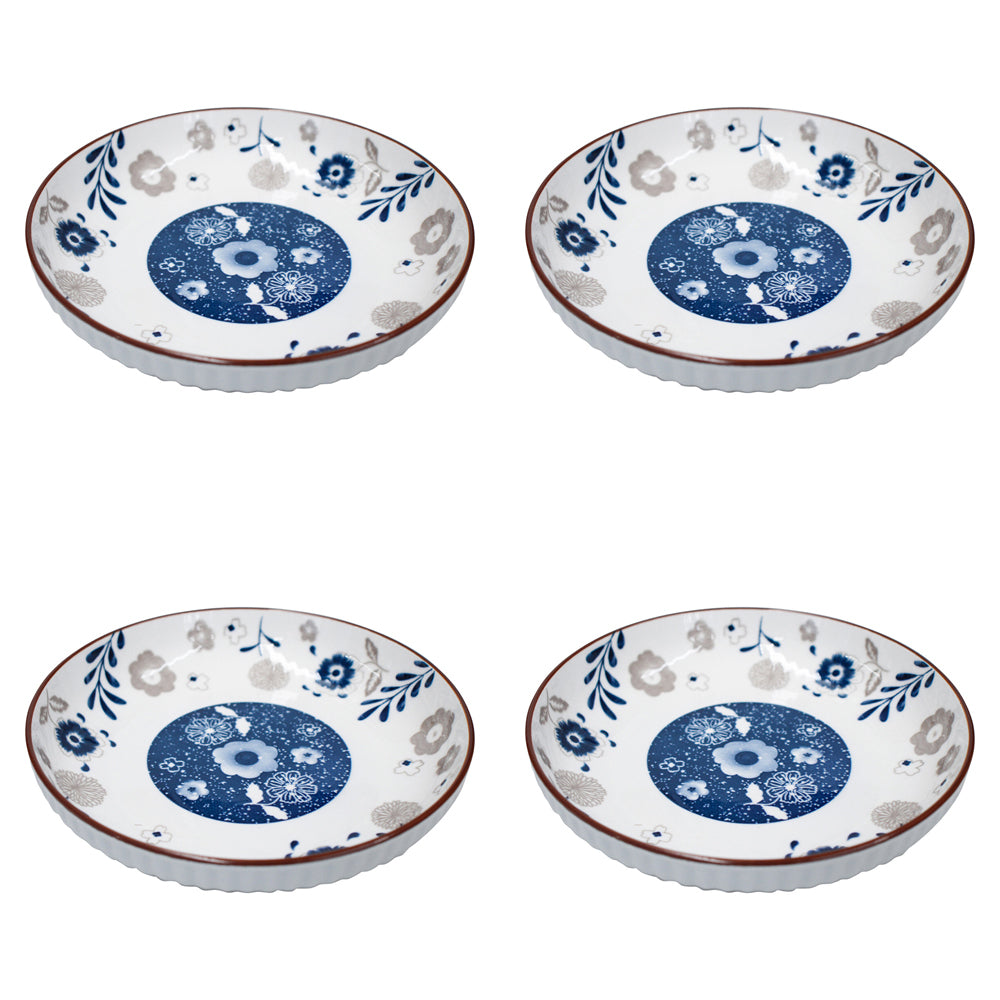 4PK LVD Midnight Ceramic 18cm Floral Side Plate Dish Round - White