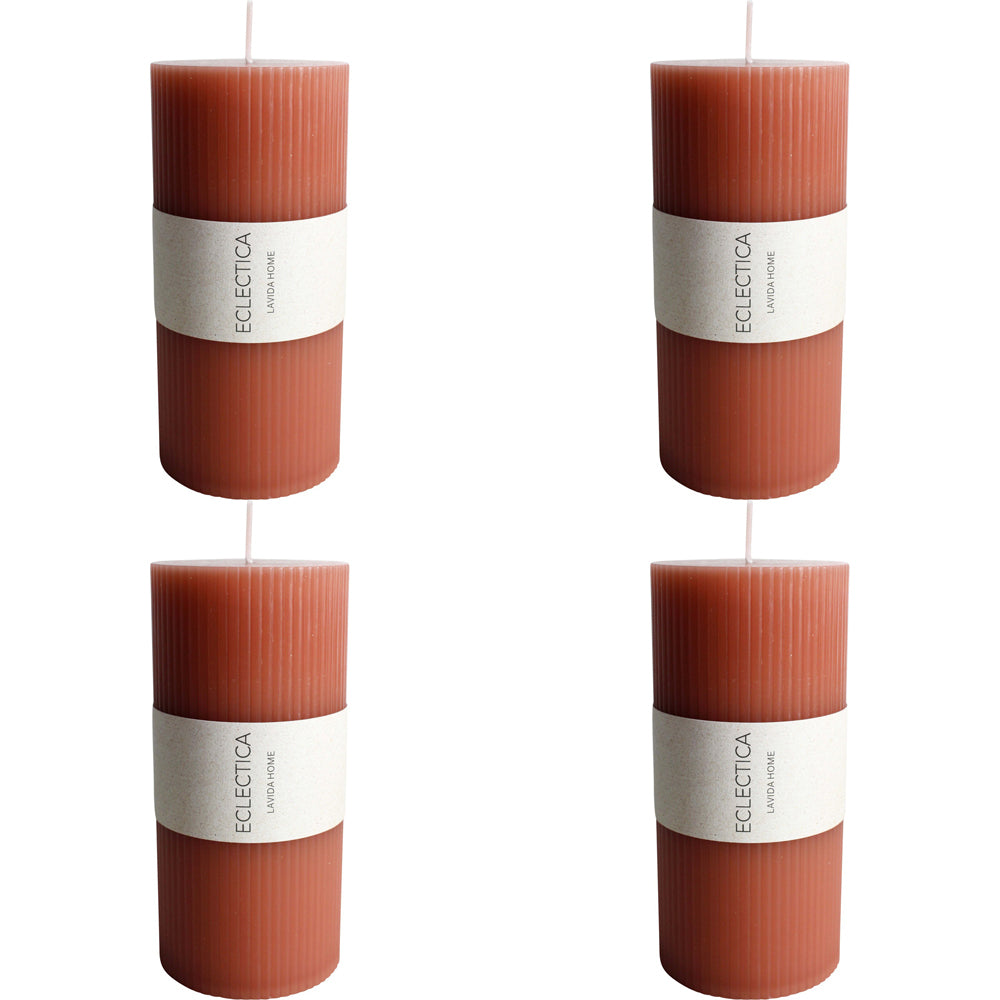 4PK LVD Wax Oversized Candle Elegant Decorative Home Decor 7x15cm Red
