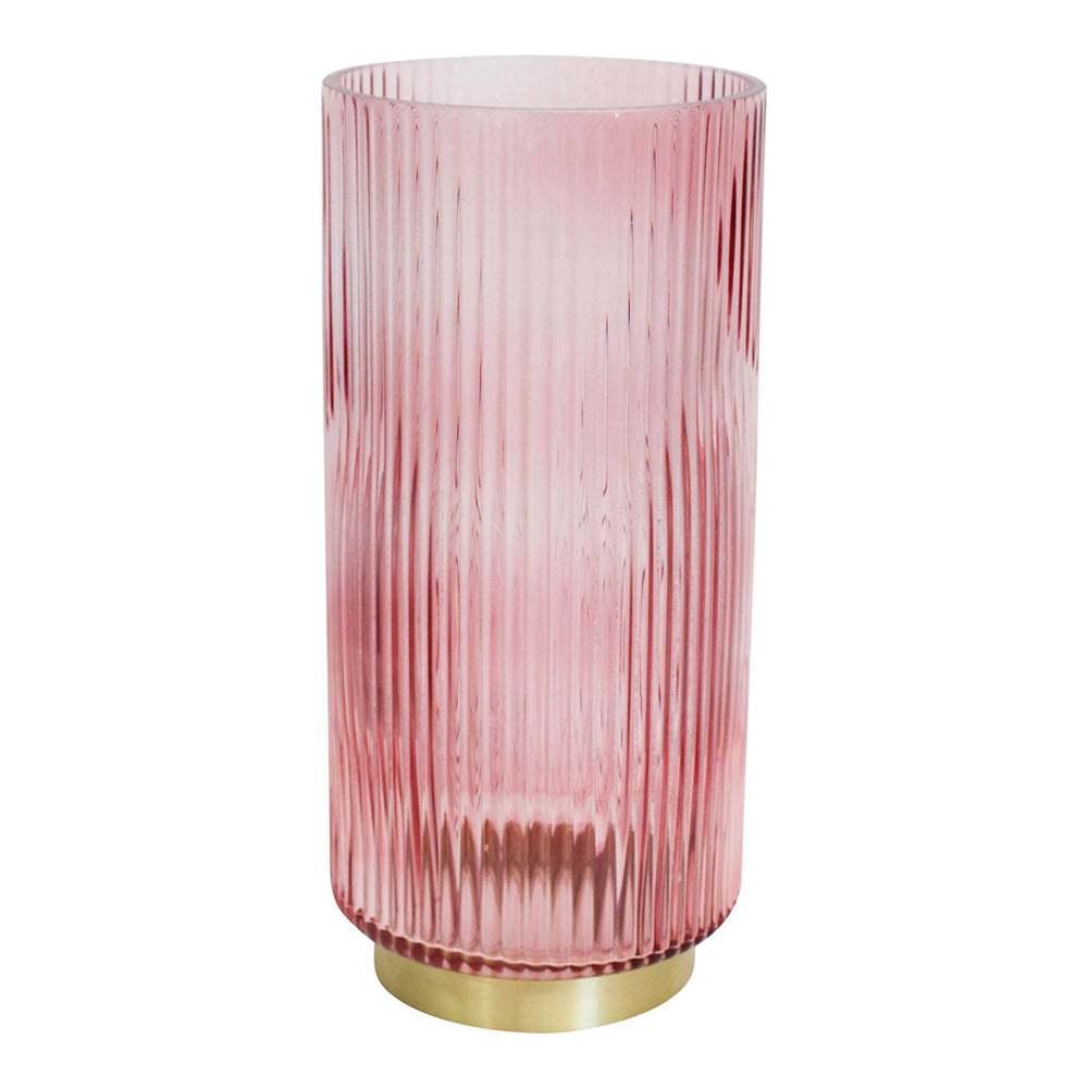 LVD Ribbed 25cm Glass Flower Vase Display Decor Large - Rhubarb