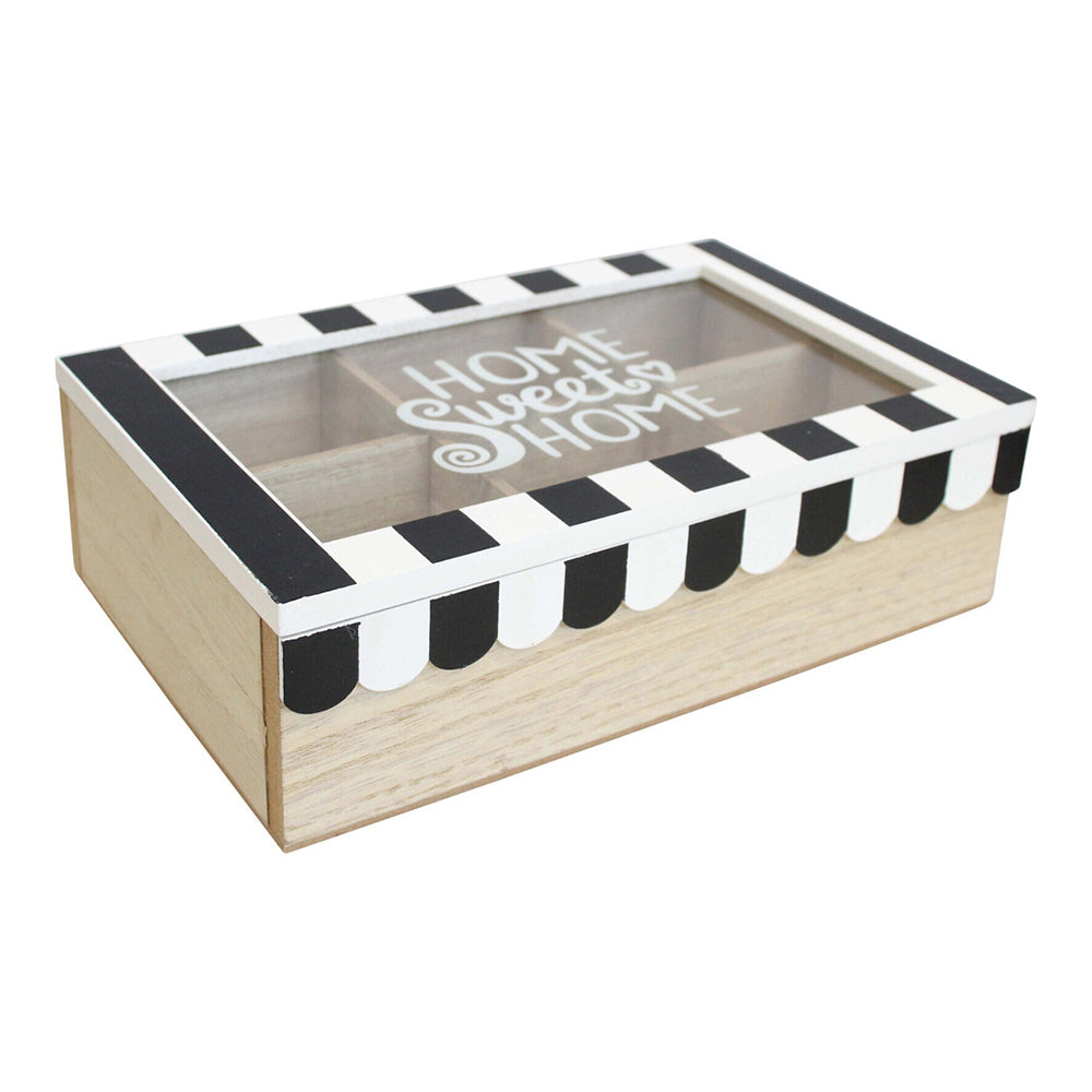 2PK LVD Cafe MDF/Glass 23cm Home Box Kitchen Coffee/Teabags Organiser Large