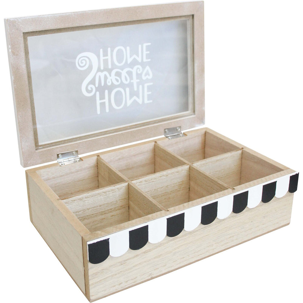 2PK LVD Cafe MDF/Glass 23cm Home Box Kitchen Coffee/Teabags Organiser Large