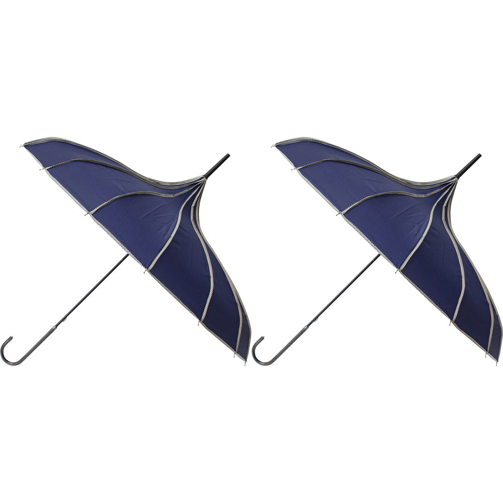 2PK LVD Pointe Navy Durable On The Go Portable Umbrella