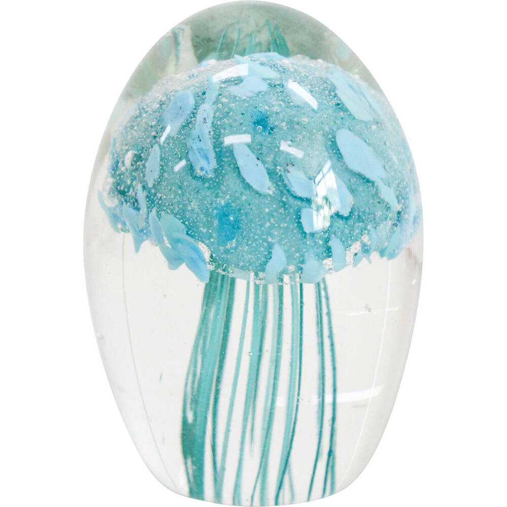 LVD Glass Jellyfish Figurine Small Home/Office Decor 6x8cm - Aqua