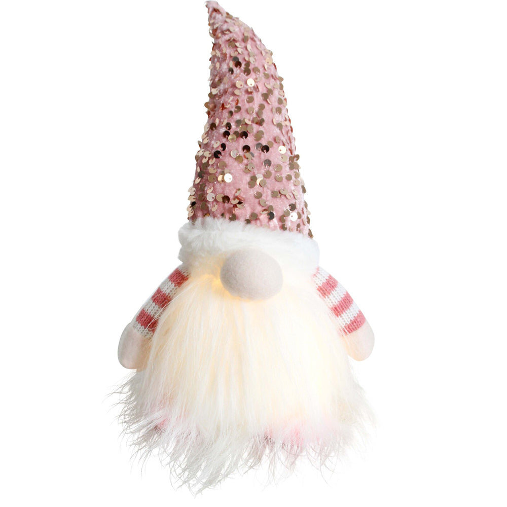 2PK LVD Polyester LED Pink Gnome Home/Living Room Xmas Display Decor 17x30cm